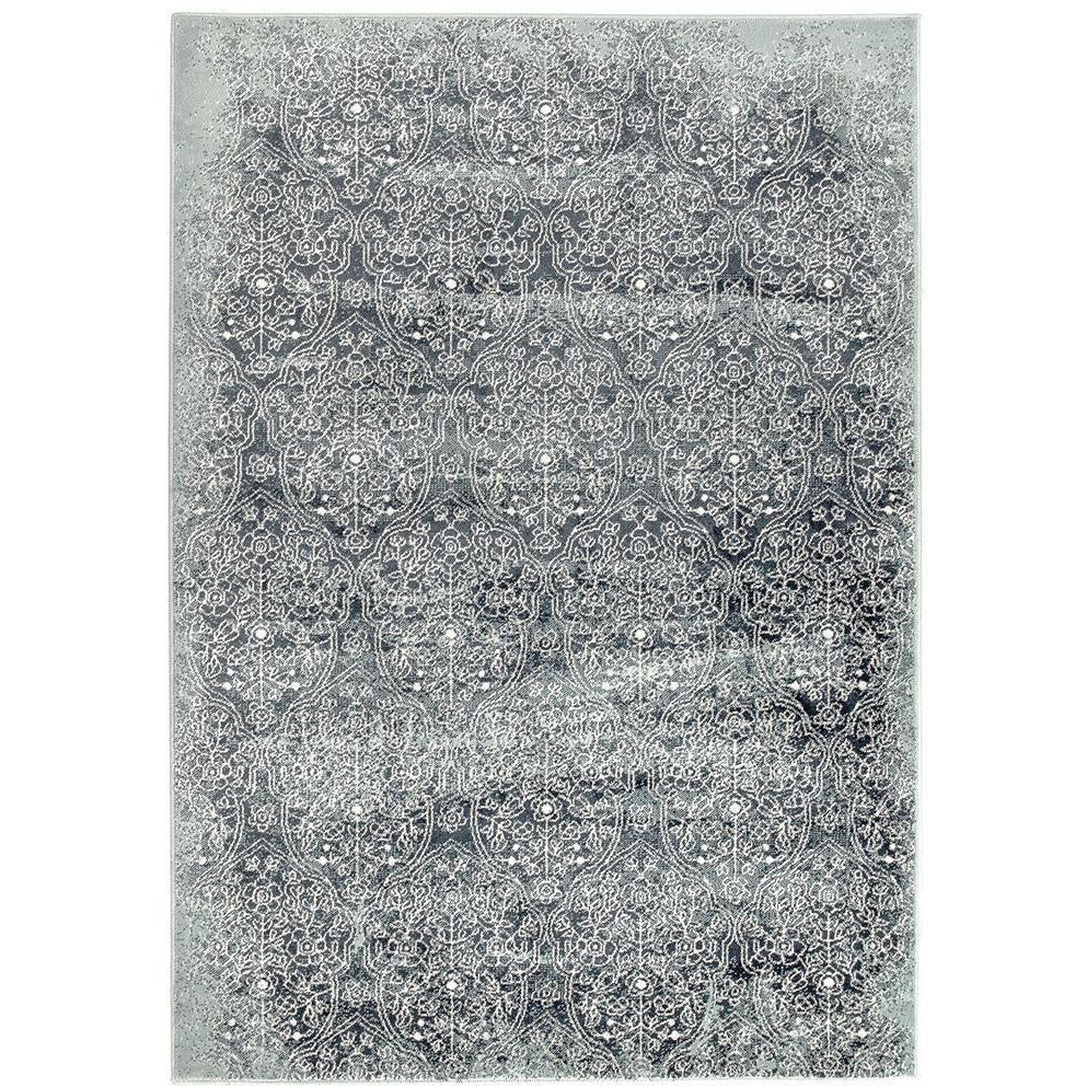 Caliente 326 Denim Blue Multi Coloured Patterned Traditional Rug - Rugs Of Beauty - 1