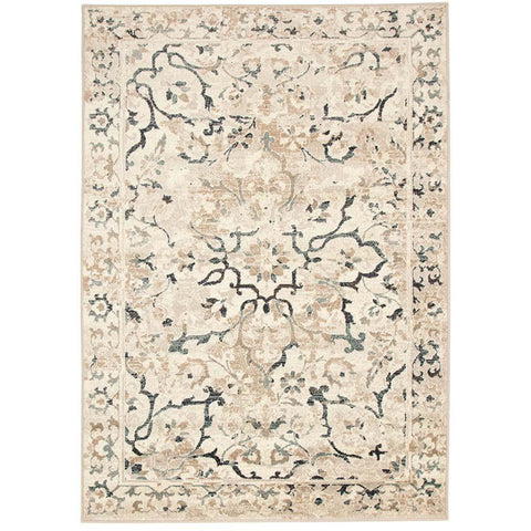 Caliente 327 Bone Multi Coloured Patterned Faded Traditional Rug - Rugs Of Beauty - 1