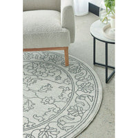 Verona 1423 Grey Vine Patterned Modern Round Rug - Rugs Of Beauty - 3