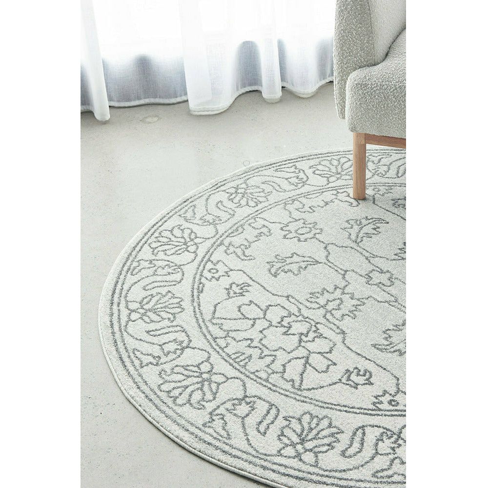 Verona 1423 Grey Vine Patterned Modern Round Rug - Rugs Of Beauty - 4