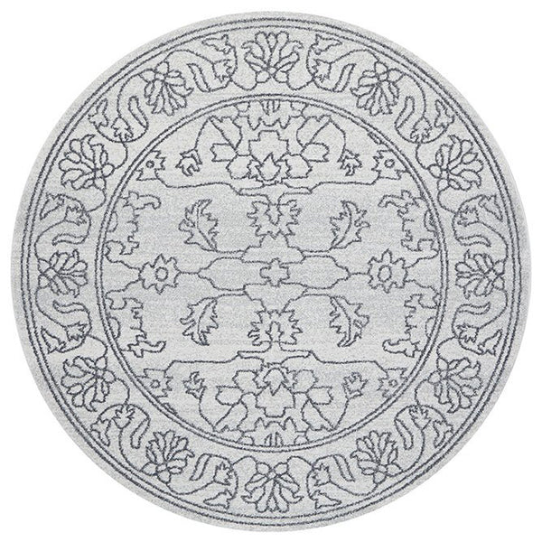 Verona 1423 Grey Vine Patterned Modern Round Rug - Rugs Of Beauty - 1