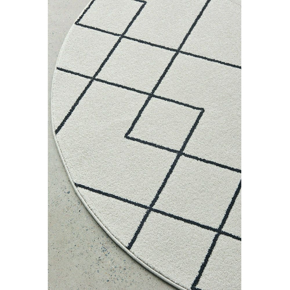 Verona 1426 Cream Black Geometric Pattern Modern Round Rug - Rugs Of Beauty - 4