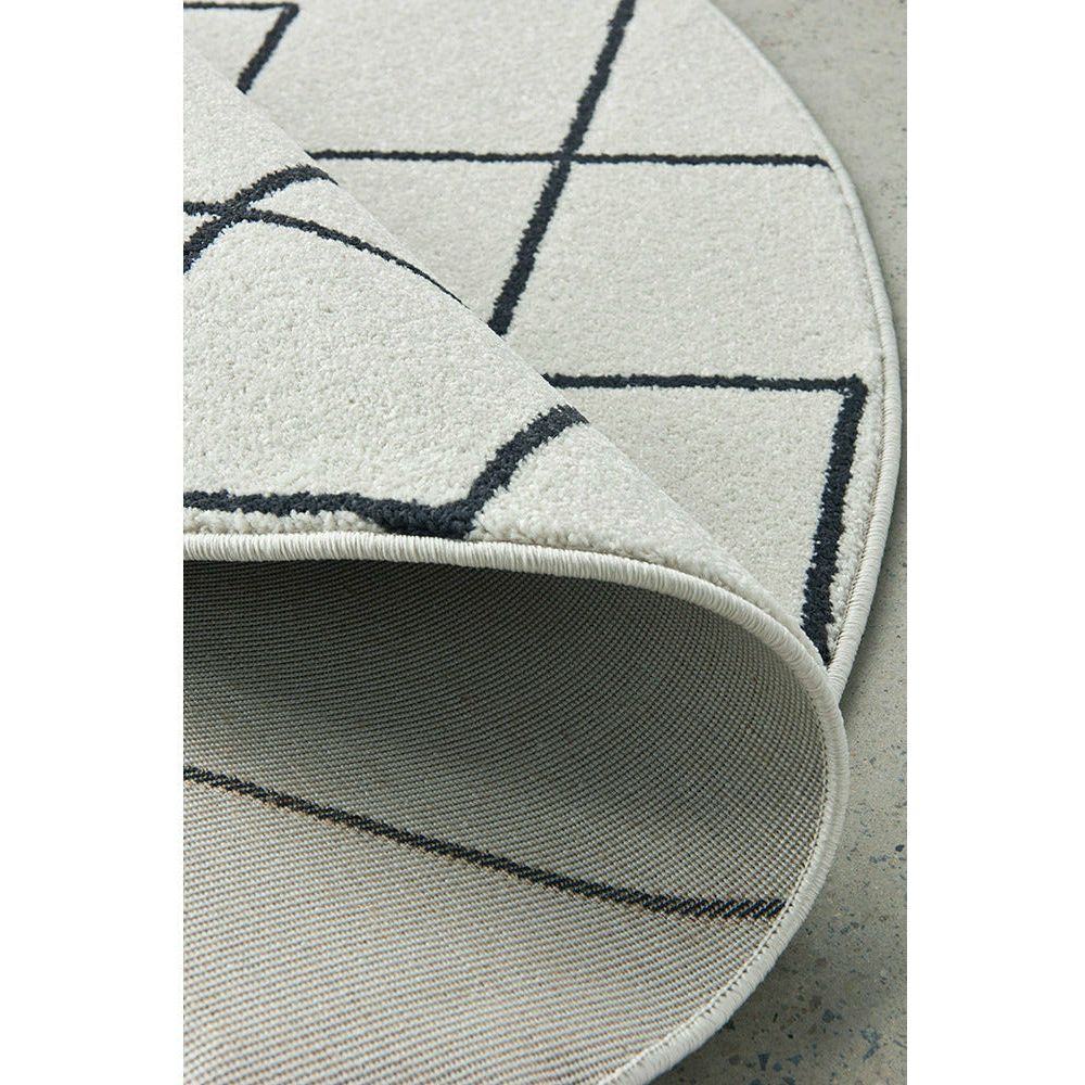 Verona 1426 Cream Black Geometric Pattern Modern Round Rug - Rugs Of Beauty - 6