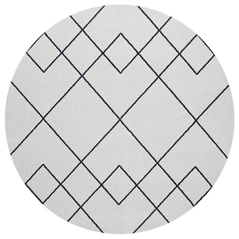 Verona 1426 Cream Black Geometric Pattern Modern Round Rug - Rugs Of Beauty - 1