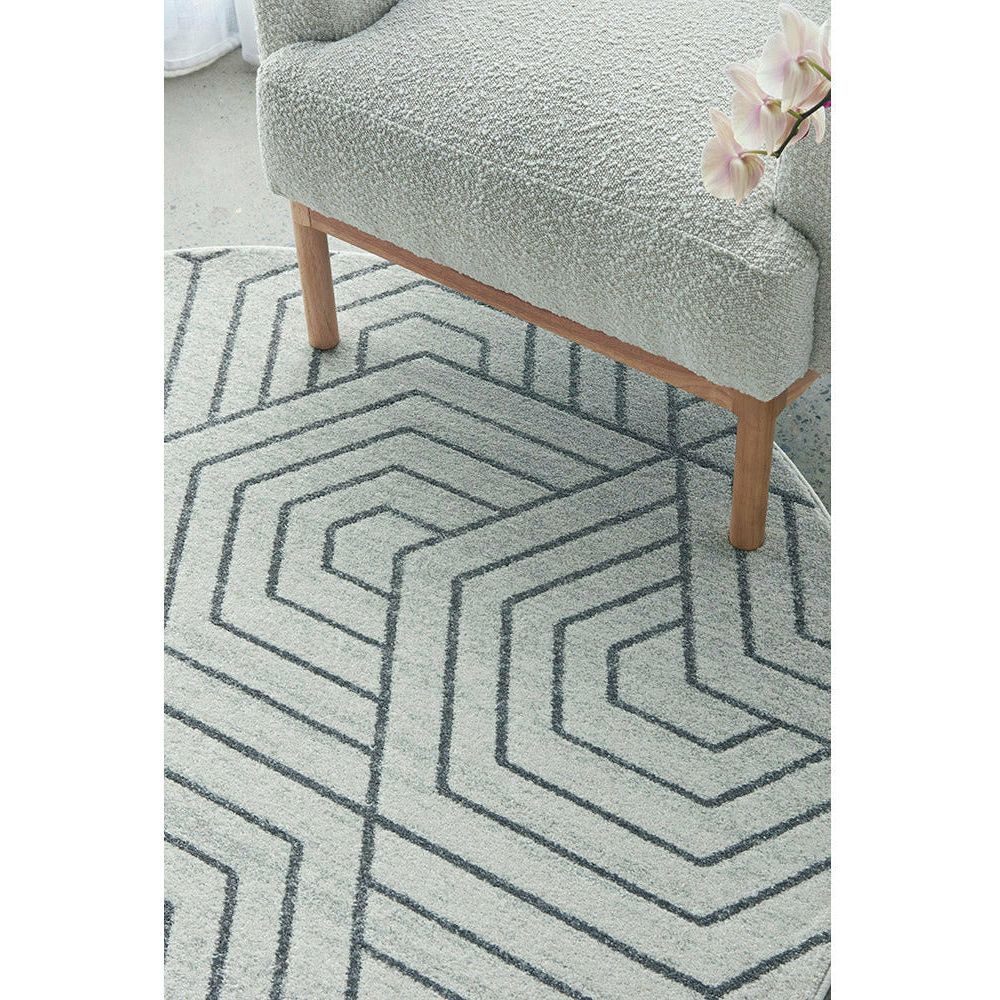 Verona 1427 Cream Grey Geometric Pattern Modern Round Rug - Rugs Of Beauty - 4