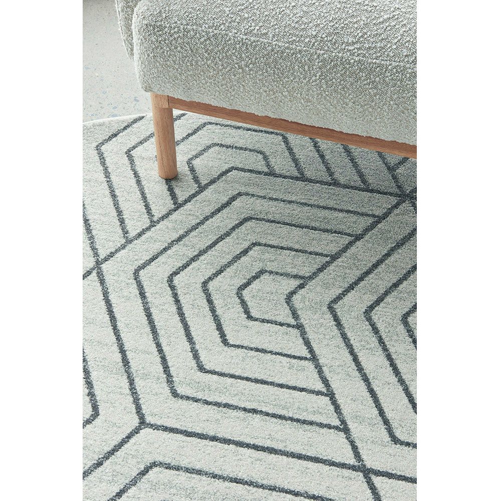 Verona 1427 Cream Grey Geometric Pattern Modern Round Rug - Rugs Of Beauty - 6