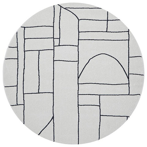 Verona 1428 Cream Black Pattern Abstract Modern Round Rug - Rugs Of Beauty - 1
