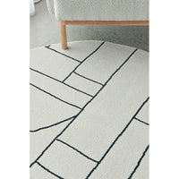 Verona 1428 Cream Black Pattern Abstract Modern Round Rug - Rugs Of Beauty - 3