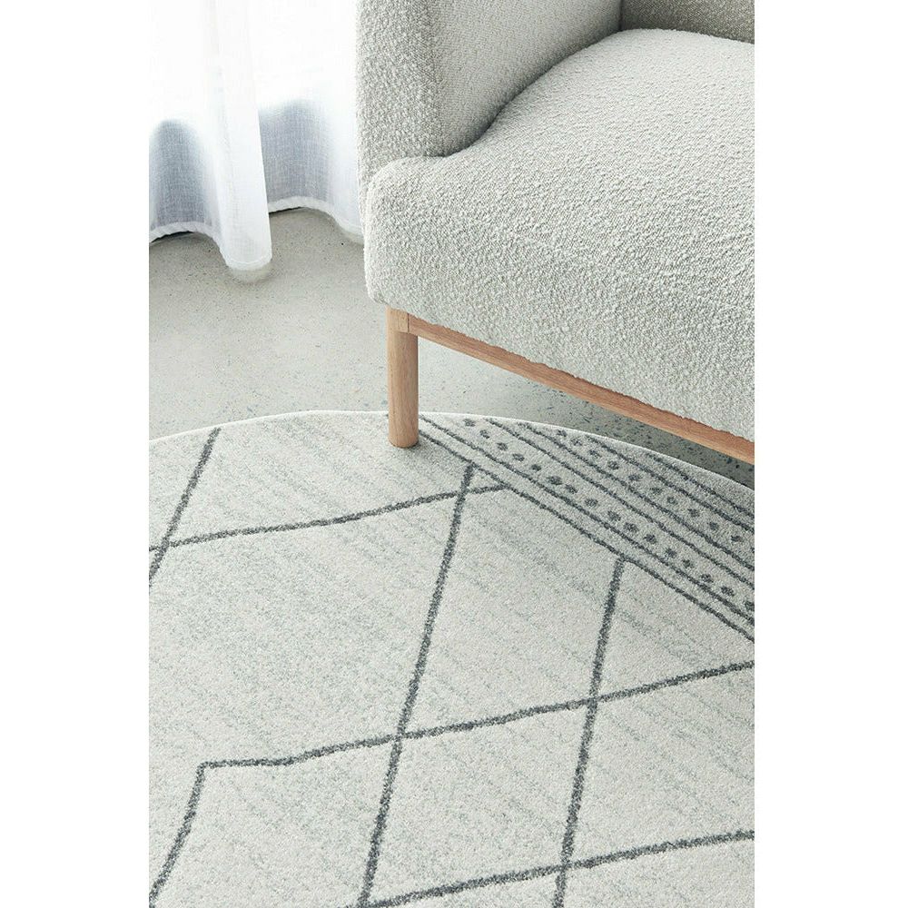 Verona 1429 Off White Grey Tribal Patterned Modern Round Rug - Rugs Of Beauty - 4