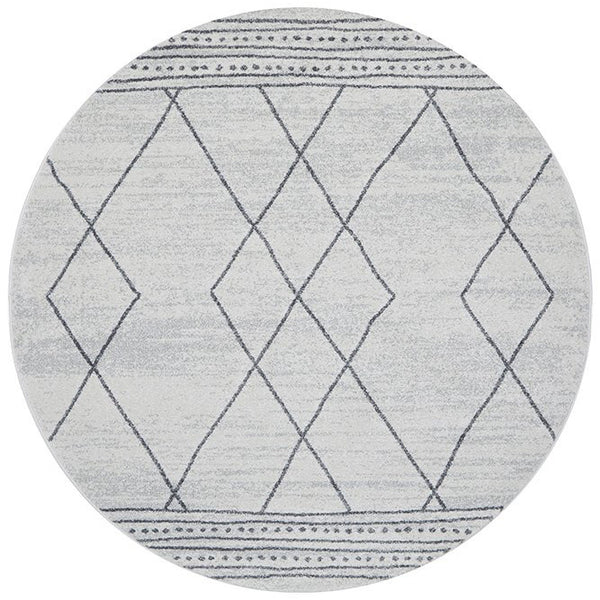 Verona 1429 Off White Grey Tribal Patterned Modern Round Rug - Rugs Of Beauty - 1