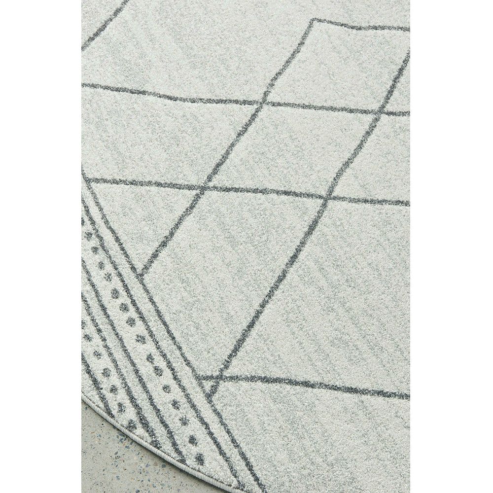 Verona 1429 Off White Grey Tribal Patterned Modern Round Rug - Rugs Of Beauty - 5