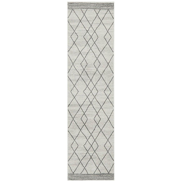 Verona 1429 Off White Grey Tribal Patterned Modern Runner Rug - Rugs Of Beauty - 1