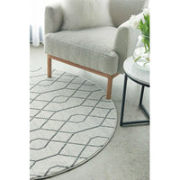 Verona 1430 Cream Grey Geometric Pattern Modern Round Rug - Rugs Of Beauty - 3