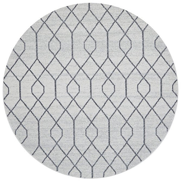 Verona 1430 Cream Grey Geometric Pattern Modern Round Rug - Rugs Of Beauty - 1