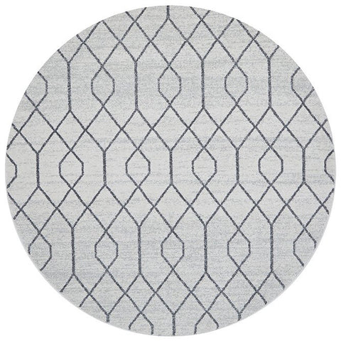 Verona 1430 Cream Grey Geometric Pattern Modern Round Rug - Rugs Of Beauty - 1