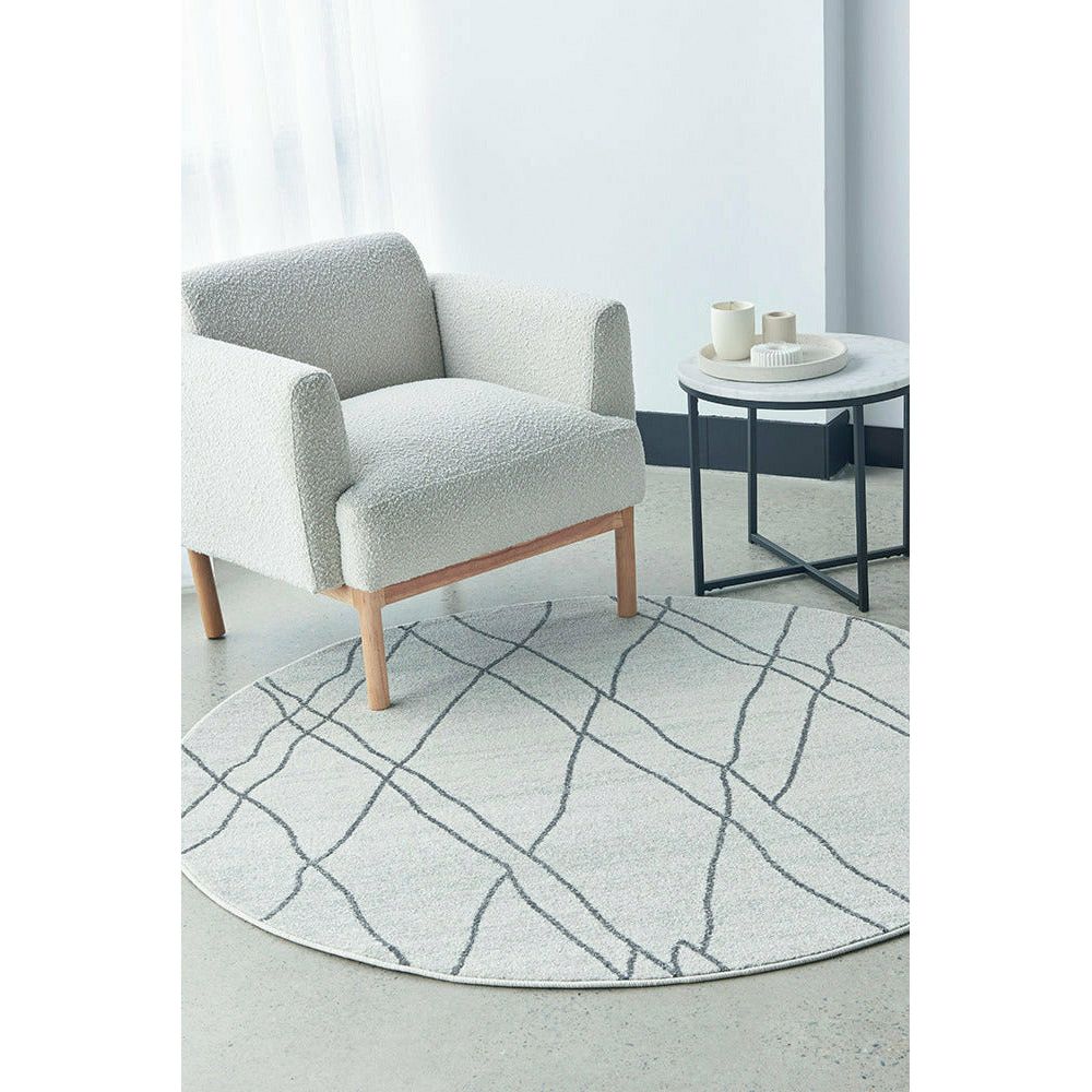 Verona 1433 Cream Grey Geometric Pattern Modern Round Rug - Rugs Of Beauty - 2