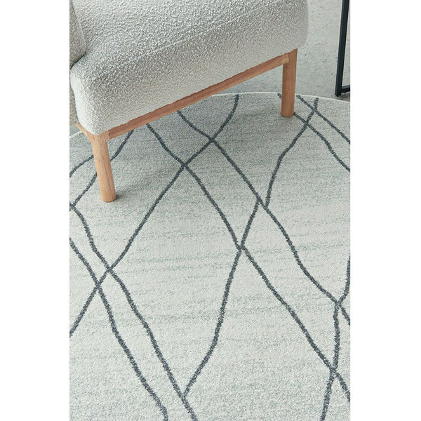 Verona 1433 Cream Grey Geometric Pattern Modern Round Rug - Rugs Of Beauty - 3