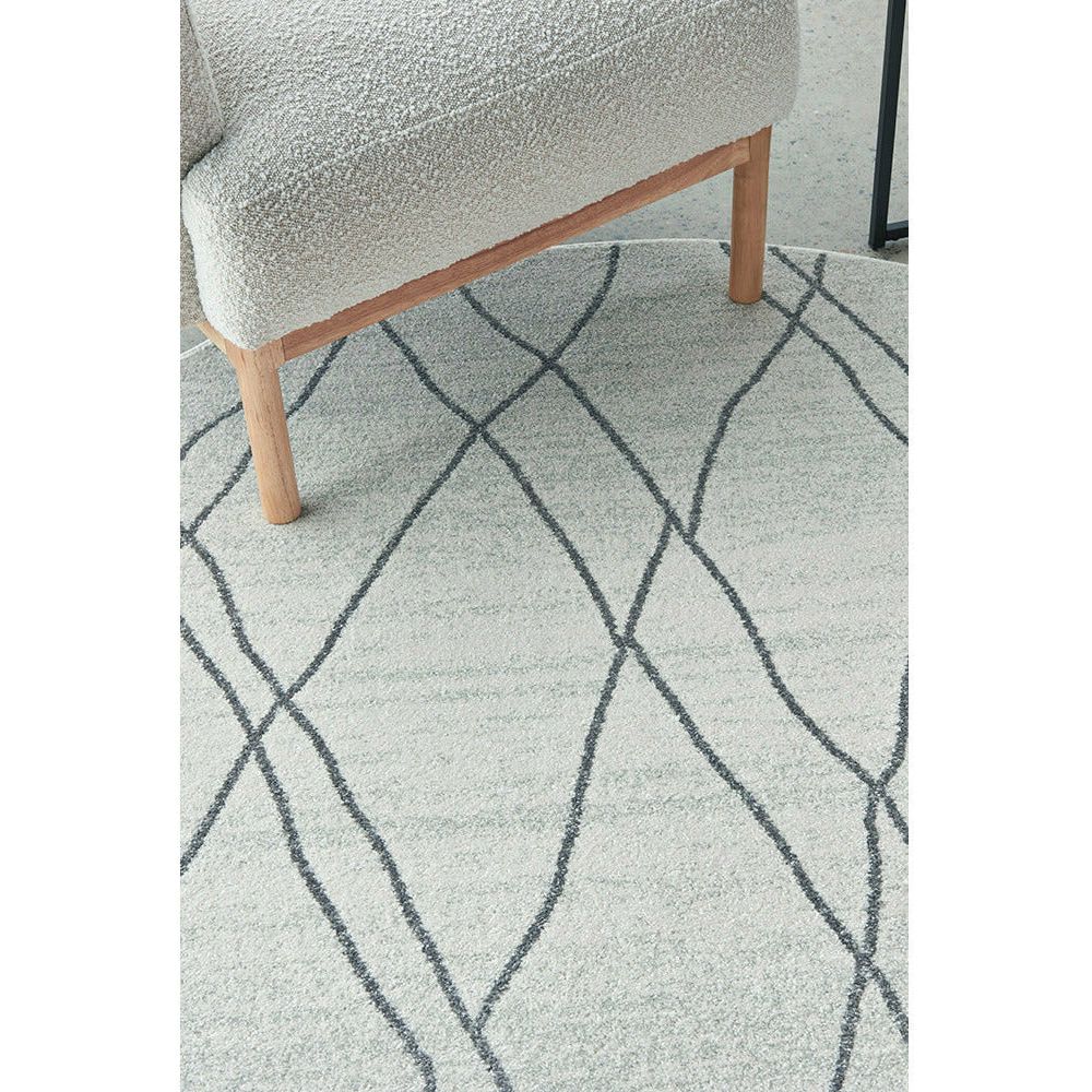 Verona 1433 Cream Grey Geometric Pattern Modern Round Rug - Rugs Of Beauty - 3