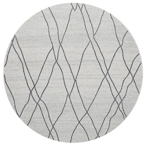  Verona 1433 Cream Grey Geometric Pattern Modern Round Rug - Rugs Of Beauty - 1
