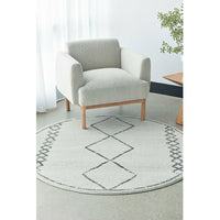 Verona 1434 Cream Grey Diamond Pattern Modern Round Rug - Rugs Of Beauty - 2