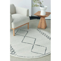 Verona 1434 Cream Grey Diamond Pattern Modern Round Rug - Rugs Of Beauty - 3