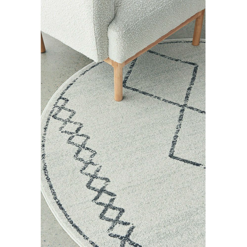 Verona 1434 Cream Grey Diamond Pattern Modern Round Rug - Rugs Of Beauty - 4