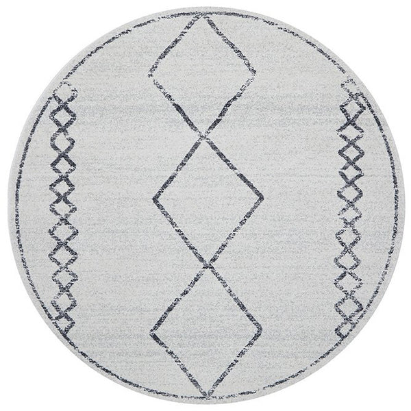 Verona 1434 Cream Grey Diamond Pattern Modern Round Rug - Rugs Of Beauty - 1