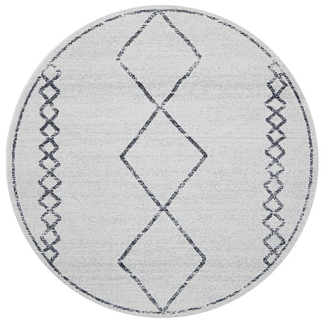Verona 1434 Cream Grey Diamond Pattern Modern Round Rug - Rugs Of Beauty - 1