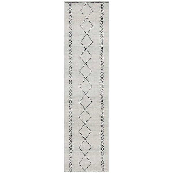 Verona 1434 Cream Grey Diamond Pattern Modern Runner Rug - Rugs Of Beauty - 1