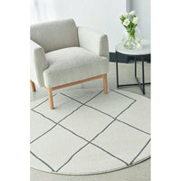 Verona 1435 Cream Grey Diamond Pattern Modern Round Rug - Rugs Of Beauty - 2