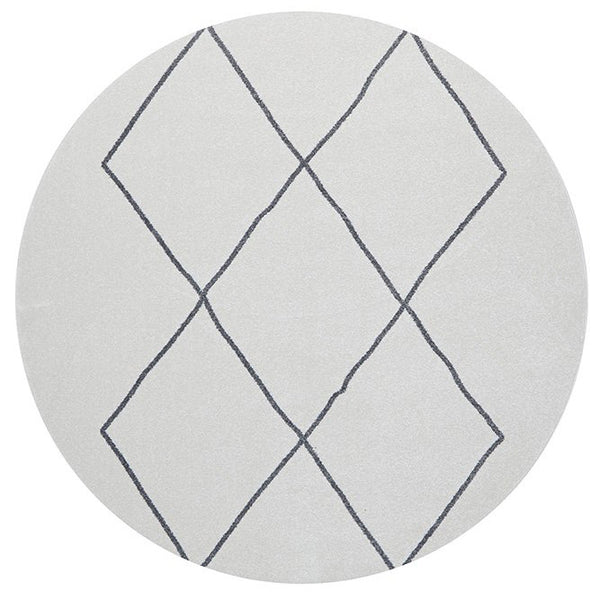 Verona 1435 Cream Grey Diamond Pattern Modern Round Rug - Rugs Of Beauty - 1