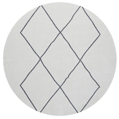 Verona 1435 Cream Grey Diamond Pattern Modern Round Rug - Rugs Of Beauty - 1