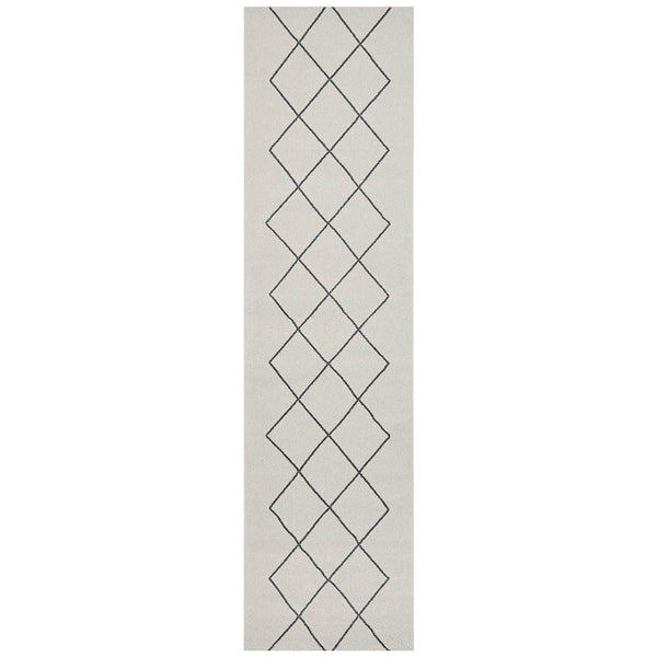 Verona 1435 Cream Grey Diamond Pattern Modern Runner Rug - Rugs Of Beauty - 1