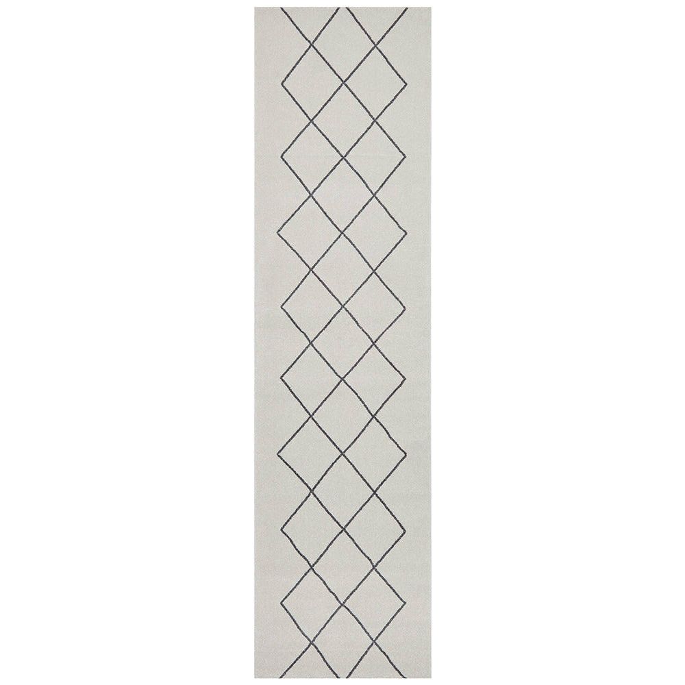 Verona 1435 Cream Grey Diamond Pattern Modern Runner Rug - Rugs Of Beauty - 1