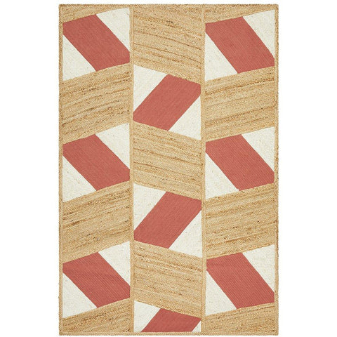 Haba 725 Coral Natural Modern Jute Cotton Rug - Rugs Of Beauty - 1