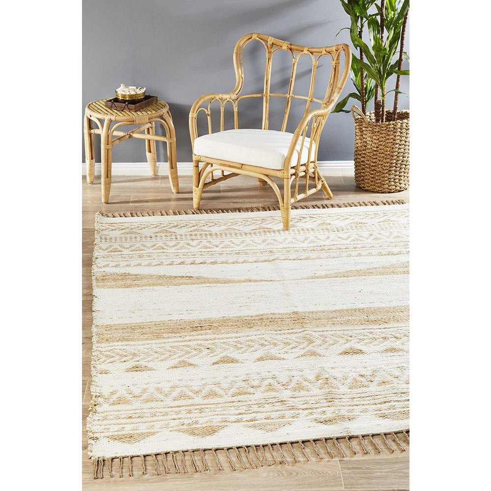 Haba 745 White Natural Modern Jute Cotton Rug - Rugs Of Beauty - 2
