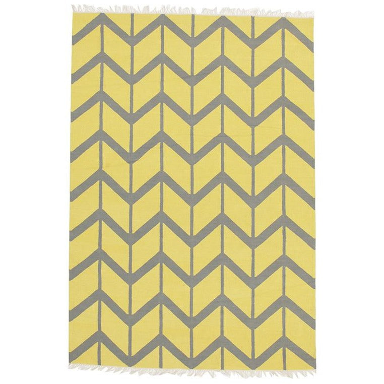 Wexford 721 Yellow Cotton Designer Rug - Rugs Of Beauty - 1
