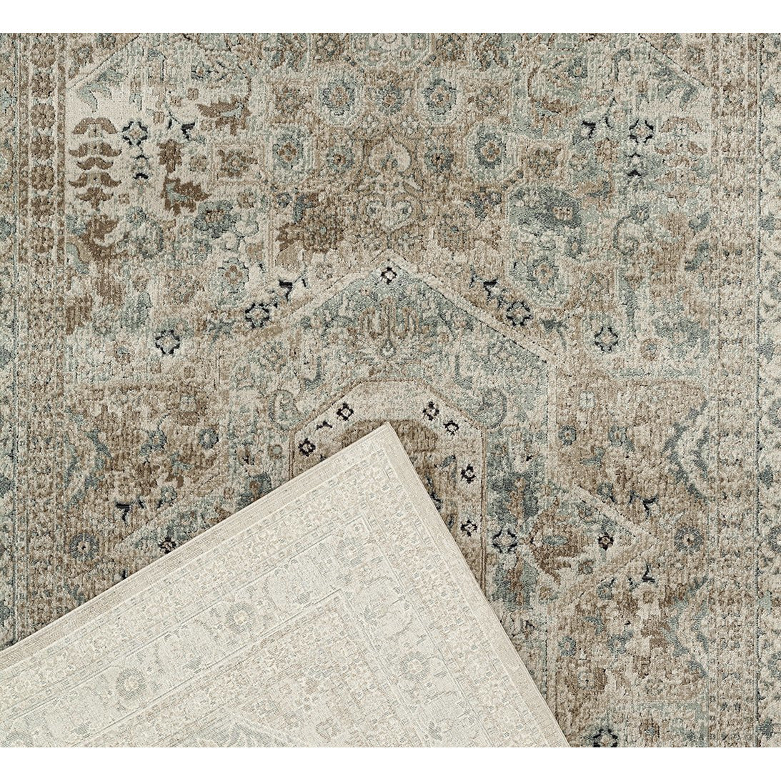 Cebu 758 Green Beige Faded Decorative Border Traditional Patterned Rug - Rugs Of Beauty - 5