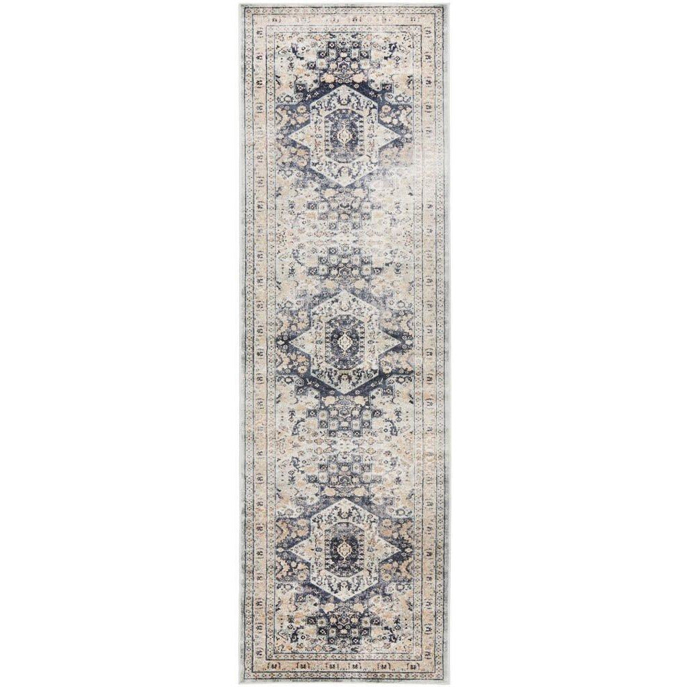 Cebu 758 Blue Beige Border Faded Traditional Patterned Rug - Rugs Of Beauty - 6