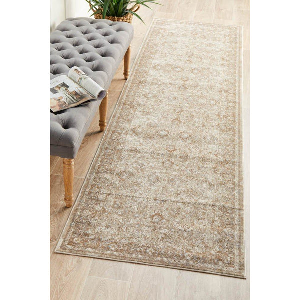 Cebu 760 Cream Border Faded Traditional Patterned Runner Rug - Rugs Of Beauty - 2