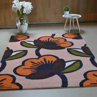 Orla Kiely Passion Flower Pink 059602 Designer Wool Rug - Rugs Of Beauty - 3