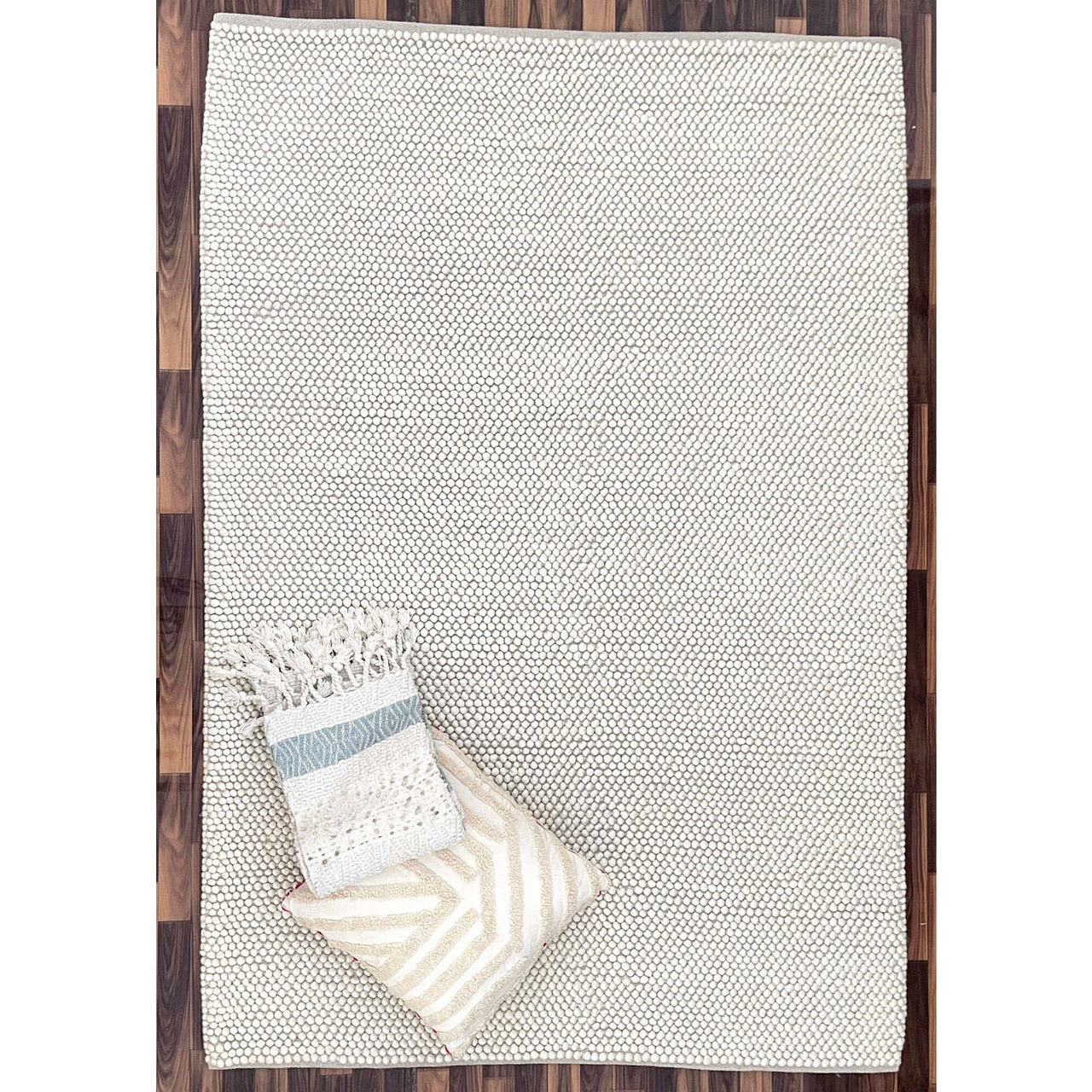 Bordeaux 1601 Wool Polyester White Modern Rug