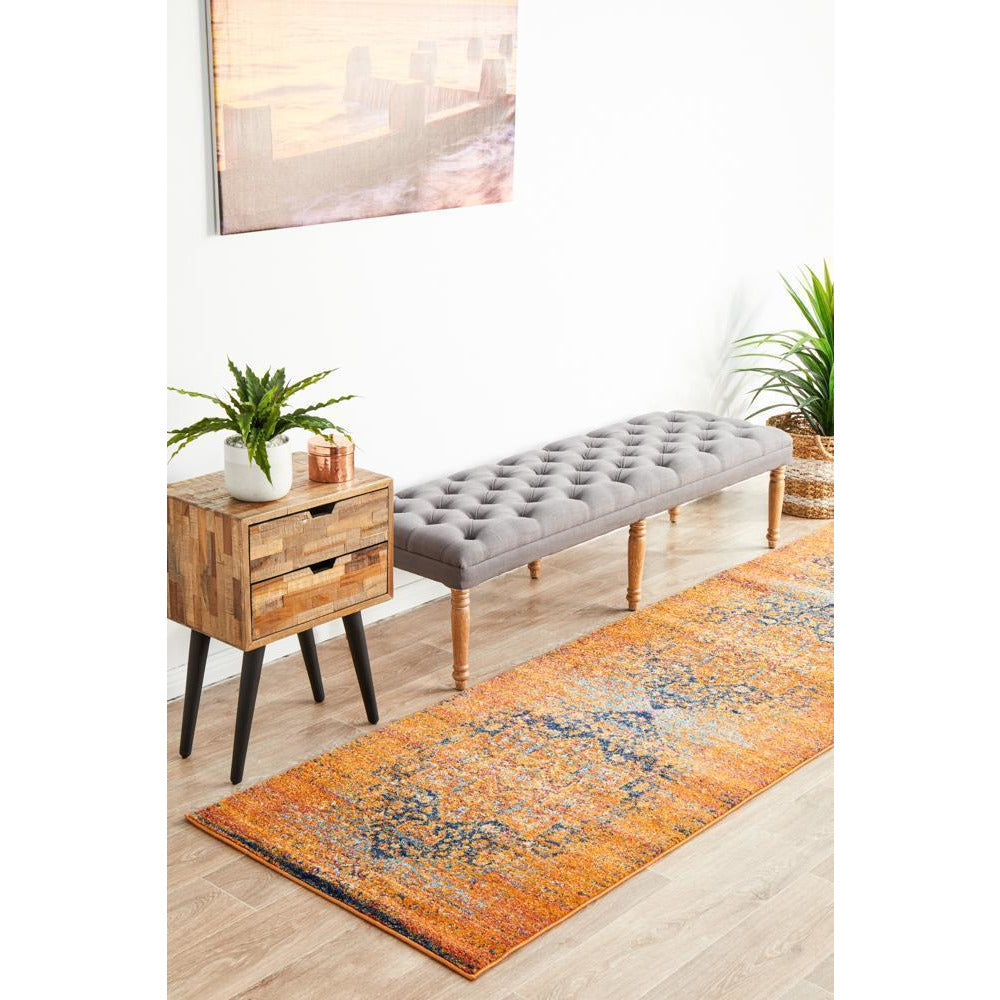 Kahn 881 Rust Multi Colour Transitional Medallion Patterned Runner Rug - Rugs Of Beauty - 3