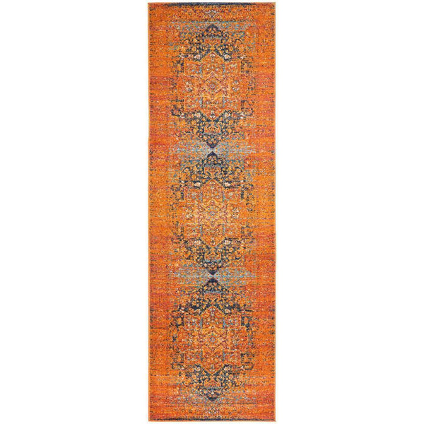 Kahn 881 Rust Multi Colour Transitional Medallion Patterned Runner Rug - Rugs Of Beauty - 1