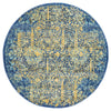 Kahn 882 Blue Multi Colour Transitional Medallion Patterned Round Rug - Rugs Of Beauty - 1