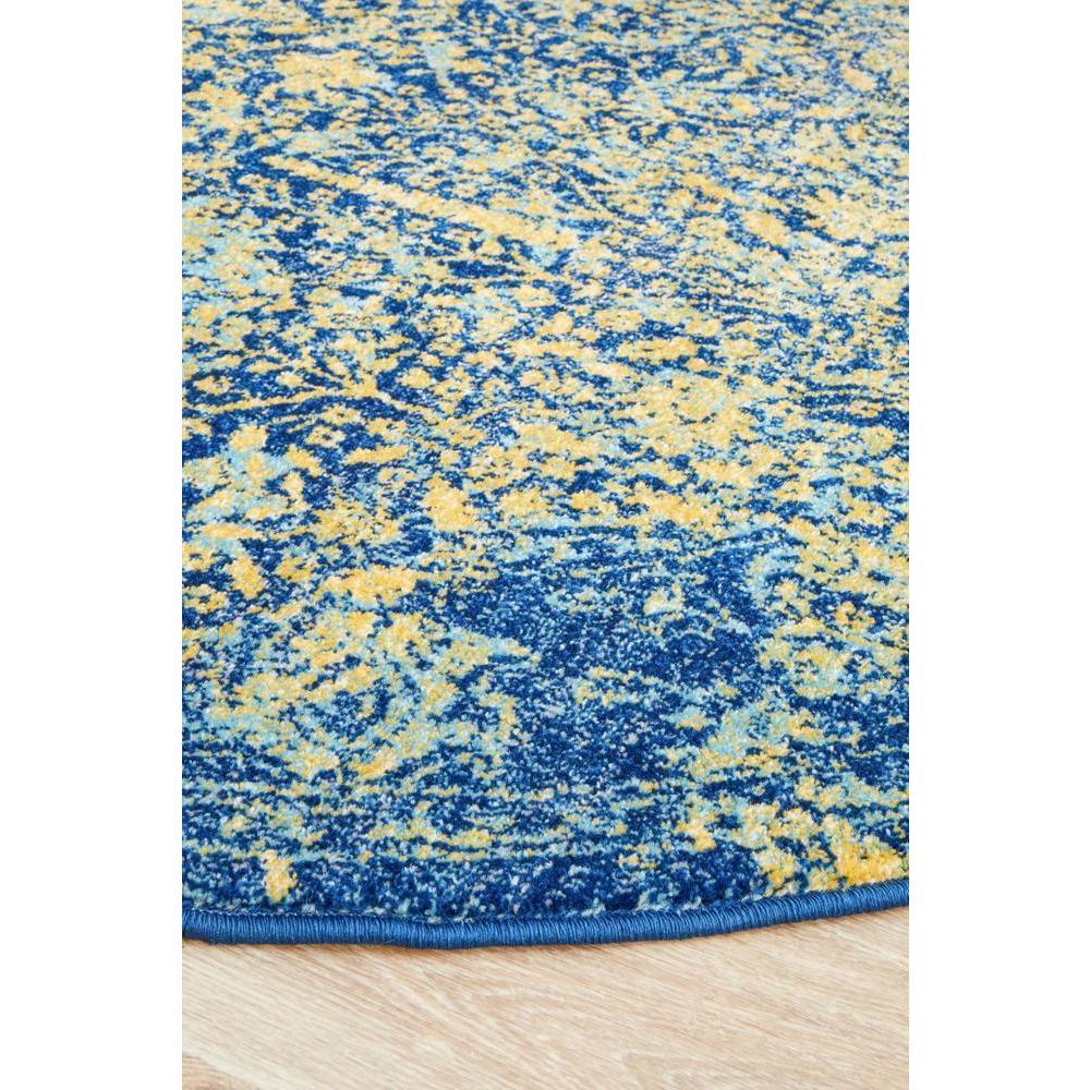 Kahn 882 Blue Multi Colour Transitional Medallion Patterned Round Rug - Rugs Of Beauty - 6