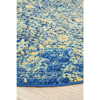 Kahn 882 Blue Multi Colour Transitional Medallion Patterned Round Rug - Rugs Of Beauty - 6