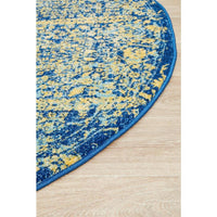 Kahn 882 Blue Multi Colour Transitional Medallion Patterned Round Rug - Rugs Of Beauty - 7