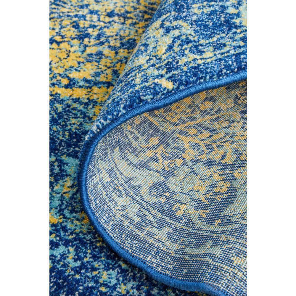 Kahn 882 Blue Multi Colour Transitional Medallion Patterned Round Rug - Rugs Of Beauty - 9