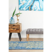 Kahn 882 Blue Multi Colour Transitional Medallion Patterned Runner Rug - Rugs Of Beauty - 4